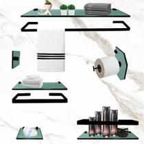 Kit De Acessórios P Banheiro Perola C Acab Preto Brilhante