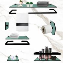 Kit De Acessórios P Banheiro Perola C Acab Preto Brilhante