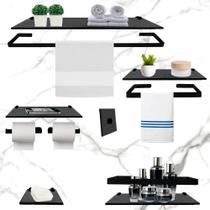 Kit De Acessórios P Banheiro Perola Max Preto Brilhante