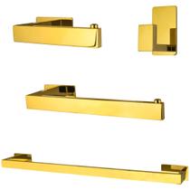 Kit De Acessórios Para Banheiro 4 Peças Dourado Gold Kit De Acessórios Para Banheiro 4 Peças Dourado Gold