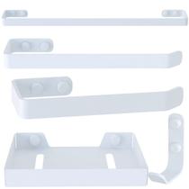 Kit De Acessórios Para Banheiro 5 Peças Branco UN.Plus Kit De Acessórios Para Banheiro 5 Peças Branco UN.Plus