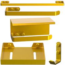 Kit de Acessórios Para Banheiro 5 Peças Dourado UN MAX