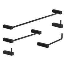 Kit De Acessórios Para Banheiro 5 Peças Metal Preto Fosco 2070TR Troia Kit De Acessórios Para Banheiro 5 Peças Metal Preto Fosco 2070TR Troia