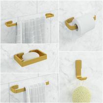 Kit De Acessórios Para Banheiro 5 Peças Stander Dourado