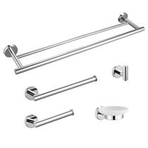 Kit de Acessórios para Banheiro 5 peças Tubular Aço Inox Polido