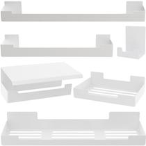 Kit de Acessórios Para Banheiro 6 Peças Adesivo Branco F.ELG Kit de Acessórios Para Banheiro 6 Peças Adesivo Branco F.ELG