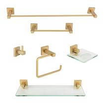 Kit de Acessórios para Banheiro 6 Peças Inox Square SQ12201 Ducon Metais Amarelo/Ouro Fosco Kit de Acessórios para Banheiro 6 Peças Inox Square SQ12201 Ducon Metais Amarelo/Ouro Fosco