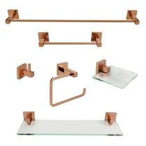 Kit de Acessórios para Banheiro 6 Peças Inox Square SQ12401 Ducon Metais Rosa/Rose Gold Kit de Acessórios para Banheiro 6 Peças Inox Square SQ12401 Ducon Metais Rosa/Rose Gold
