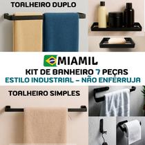 Kit de acessórios para Banheiro 7 peças com Toalheiro Duplo Miamil - MG