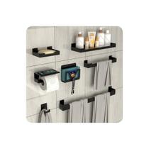 Kit de Acessórios Para Banheiro 7 Peças Preto UN.ELG Kit de Acessórios Para Banheiro 7 Peças Preto UN.ELG
