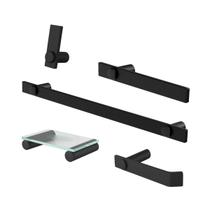 Kit De Acessórios Para Banheiro Aço Inox Preto Fosco 2080PM Patmos