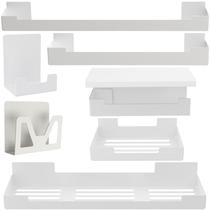 Kit de Acessórios Para Banheiro Adesivo 7 Pcs Branco F.ELG Kit de Acessórios Para Banheiro Adesivo 7 Pcs Branco F.ELG