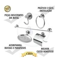 Kit de Acessórios para Banheiro Alumínio - Pérola