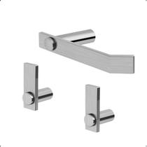 Kit de Acessórios para Banheiro Barra Modelo Patmos Aço Inox Escovado Acetinado Kit de Acessórios para Banheiro Barra Modelo Patmos Aço Inox Escovado Acetinado