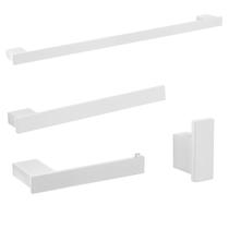 Kit De Acessórios Para Banheiro Branco 4 Peças Master
