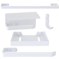 Kit De Acessórios Para Banheiro Branco 5 Itens Maxx - SteelDecor