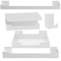 Kit de Acessórios Para Banheiro Branco Com Adesivo 5 Pcs UN.ELG