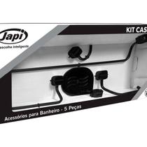 Kit de Acessórios para Banheiro Casa Quadrado 5 Peças Preto Fosco - JAPI Kit de Acessórios para Banheiro Casa Quadrado 5 Peças Preto Fosco - JAPI