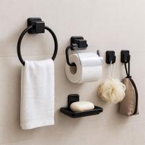 Kit De Acessórios Para Banheiro Com 5 Peças Preto