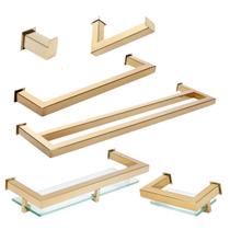 Kit de Acessórios Para Banheiro com 6 Peças em Aço Inox Dourado Linha Larissa