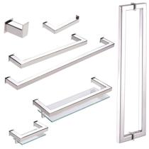 Kit de Acessórios Para Banheiro com 7 Peças em Aço Inox Polido Linha Larissa Stainless