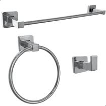 Kit de Acessórios Para Banheiro Cromado Inox304 Metal Lavabo Brilhoso Toalheiro 40cm Porta Toalha Argola Gancho Cabideiro Pendurador Conjunto 3 Peças Kit de Acessórios Para Banheiro Cromado Inox304 Metal Lavabo Brilhoso Toalheiro 40cm Porta Toalha Argola Gancho Cabideiro Pendurador Conjunto 3 Peças