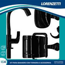 Kit de Acessórios para Banheiro Fitt Lorenzetti 2004 F61 4 peças - Preto Kit de Acessórios para Banheiro Fitt Lorenzetti 2004 F61 4 peças - Preto