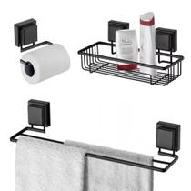 Kit De Acessórios Para Banheiro Fixação Por Ventosa