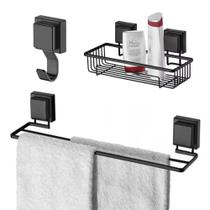 Kit De Acessórios Para Banheiro Fixação Por Ventosa Kit De Acessórios Para Banheiro Fixação Por Ventosa