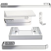 Kit de Acessórios Para Banheiro Inox e Cromado 5 Peças F.MAX