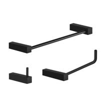 Kit De Acessórios Para Banheiro Lavabo Metal Preto Fosco 2030TR Troia Kit De Acessórios Para Banheiro Lavabo Metal Preto Fosco 2030TR Troia