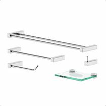 Kit De Acessórios Para Banheiro Metal Alto Brilho 2090TR Troia Kit De Acessórios Para Banheiro Metal Alto Brilho 2090TR Troia