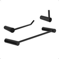 Kit de Acessórios para Banheiro Modelo Orion Preto Fosco 3 Peças Grego Metal
