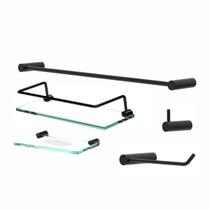 Kit De Acessórios Para Banheiro Orion 5 Peças Suporte Preto 2100OR