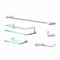 Kit De Acessórios Para Banheiro Orion Suporte Prata Grego Metal