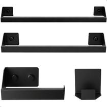 Kit de Acessórios Para Banheiro Preto 4 Pçs F.Master Slim DF Kit de Acessórios Para Banheiro Preto 4 Pçs F.Master Slim DF