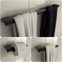 Kit De Acessórios Para Banheiro Preto Fosco Master 3 Peças Kit De Acessórios Para Banheiro Preto Fosco Master 3 Peças