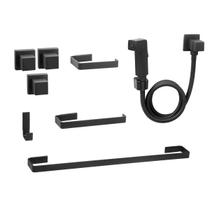 Kit de Acessórios para Banheiro Quadrado Preto Completo Luxo