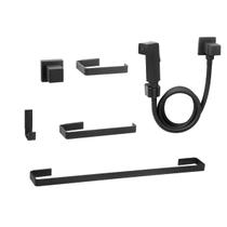 Kit de Acessórios para Banheiro Quadrado Preto + Ducha Higiênica + 1 Acabamento Registro Deca Preto