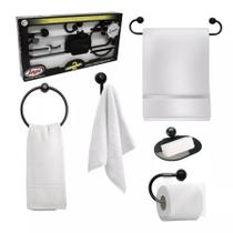 Kit de Acessórios para Banheiro Samba Japi - Redondo - Preto