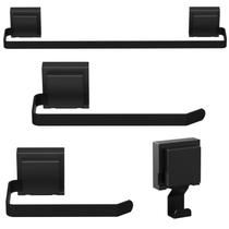 Kit de Acessórios Para Banheiro Ventosa Preto 4 Peças F.Max Kit de Acessórios Para Banheiro Ventosa Preto 4 Peças F.Max