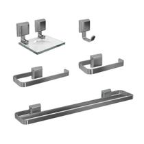 Kit De Acessórios Para Banheiros 5 Peças Com Toalheiro Duplo Kit De Acessórios Para Banheiros 5 Peças Com Toalheiro Duplo
