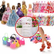 Kit de Acessórios Para Bonecas Sapatos Vestidos Mini Sapateria