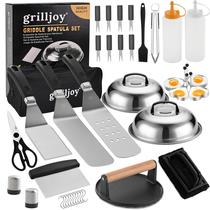 Kit de Acessórios para Chapa Grilljoy com 38 Peças e Prensa para Hambúrguer Kit de Acessórios para Chapa Grilljoy com 38 Peças e Prensa para Hambúrguer