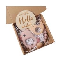 Kit De Acessórios Para Sessão De Fotos De Bebê 4 Peças Em Caixa De Presente Com Mordedor De Silicone
