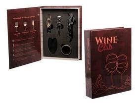 Kit De Acessórios Para Vinho Modelo Livro 5pçs Aço Inox