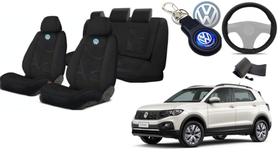 Kit de Acessórios Premium para T-cross 2019-2023: Capas de Tecido, Capa de Volante e Chaveiro VW