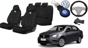 Kit de Acessórios VW: Capas de Tecido para Bancos, Capa de Volante e Chaveiro Voyage 2016-2022