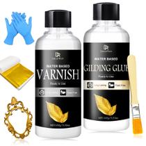 Kit de adesivo dourado Gold Leaf DecorRom com 100 folhas douradas Kit de adesivo dourado Gold Leaf DecorRom com 100 folhas douradas