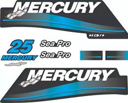Kit de Adesivos Compatível Mercury 25HP Sea Pro Kit de Adesivos Compatível Mercury 25HP Sea Pro